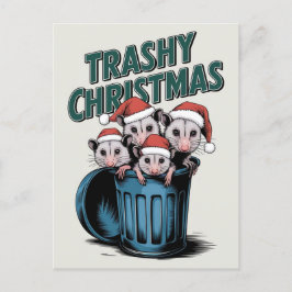 Postal Feliz Navidad Cute Funny Racoons
