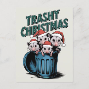 Postal Feliz Navidad Cute Funny Racoons
