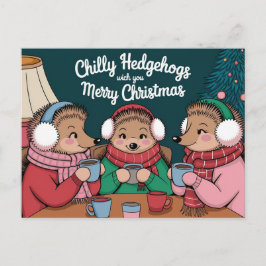 Postal Feliz Navidad Cute Hedgehog