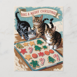 Postal Feliz Navidad Cute Vintage Gatos