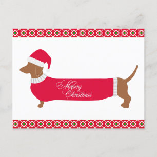 Postal Feliz Navidad Dachshund Dog