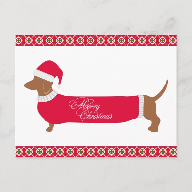 Postal Feliz Navidad Dachshund Dog (Anverso)