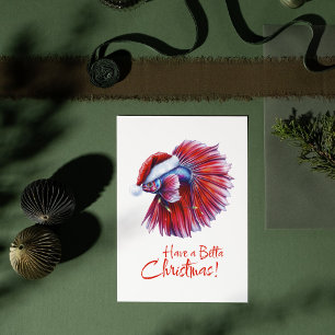 Postal Feliz Navidad de Betta Chistoso sombrero de Santa