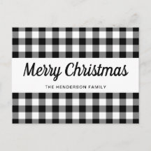 Feliz Navidad de Cuadros Negros y Blancos Rústicos