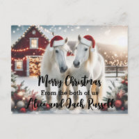 Feliz Navidad de los dos caballos blancos