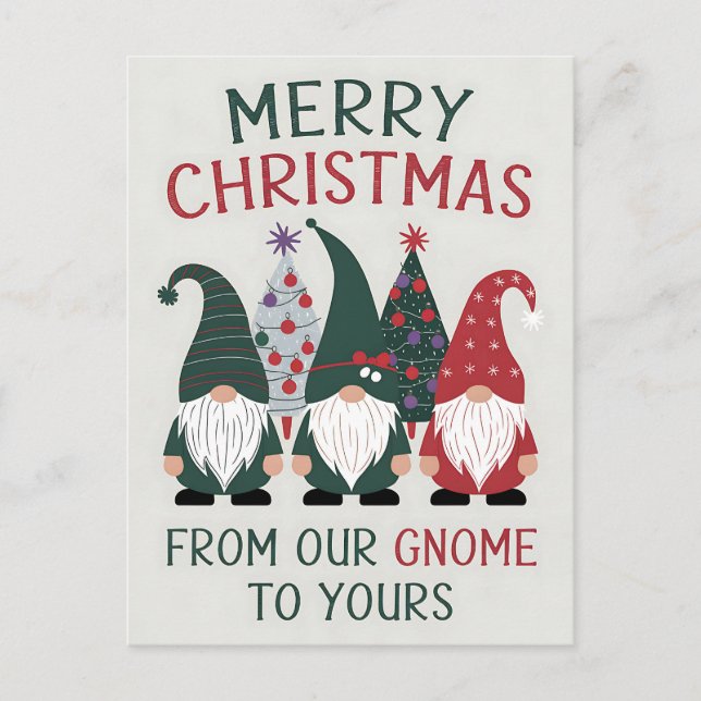 Postal Feliz Navidad De Nuestro Gnomo Al Tuyo Xmas (Anverso)