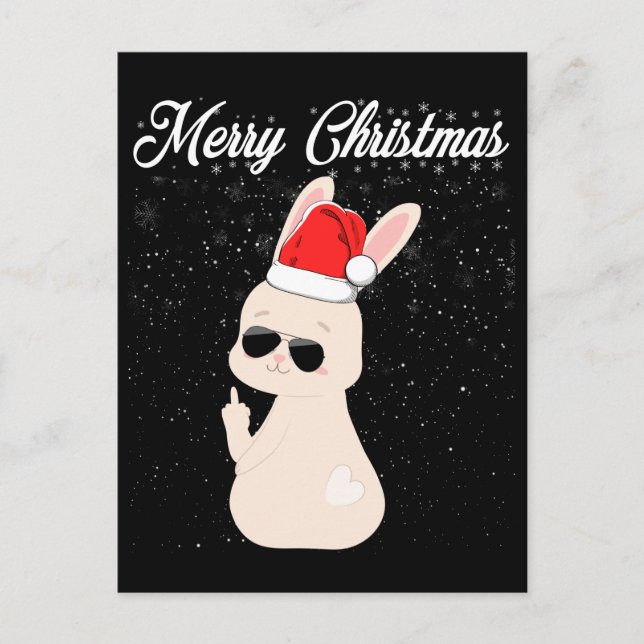 Postal Feliz Navidad Dedo Medio Conejo De Navidad Feo Gro (Anverso)