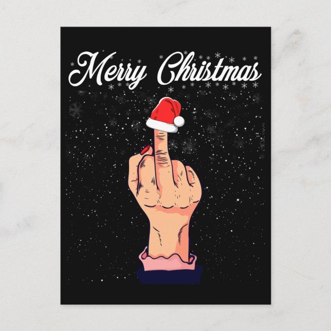 Postal Feliz Navidad Dedo Medio Finger Ruge Xmas Feo (Anverso)