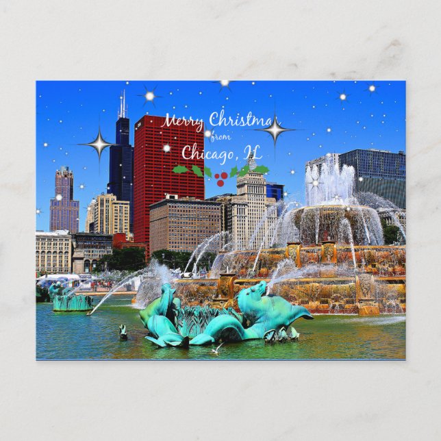 Postal Feliz Navidad desde Chicago (Anverso)