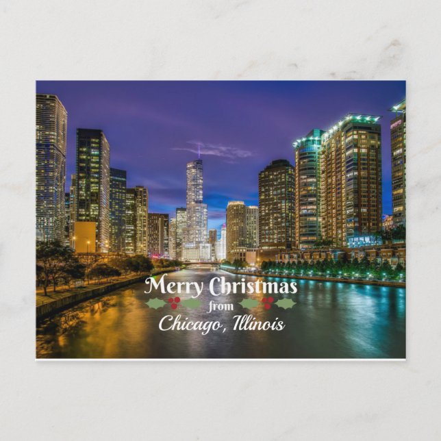 Postal Feliz Navidad desde Chicago, IL (Anverso)