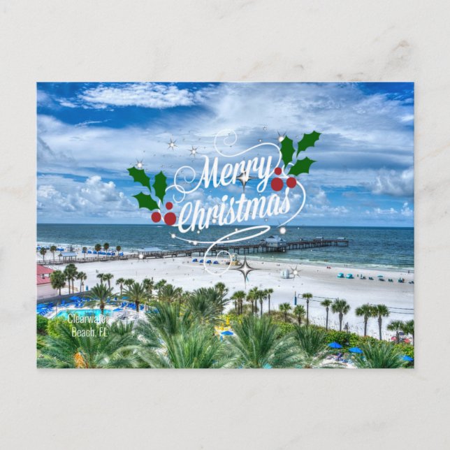 Postal Feliz Navidad desde Clearwater Beach, FL (Anverso)