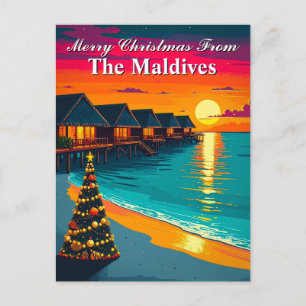 Postal Feliz Navidad desde el atardecer tropical de Maldi