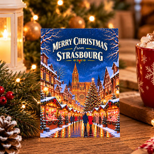 Postal Feliz Navidad desde Estrasburgo Vintage Francia
