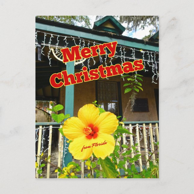 Postal Feliz Navidad desde Florida Tropical Hibiscus (Anverso)