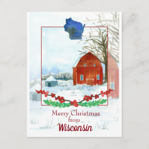 Postal Feliz Navidad desde la nieve de invierno de Wiscon