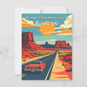 Postal Feliz Navidad desde la ruta 66 Retro Viaje por car