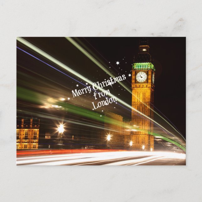 Postal "Feliz Navidad desde Londres" con Big Ben (Anverso)