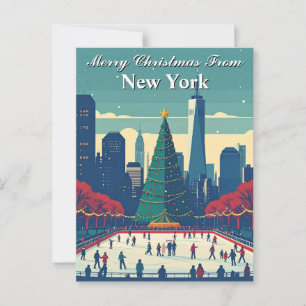 Postal Feliz Navidad desde Nueva York, feriado del hielo