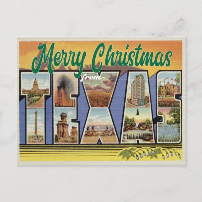 Postal Feliz Navidad desde Texas Vintage (Anverso)
