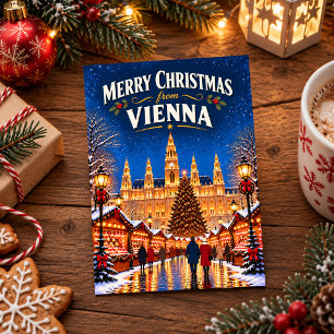 Postal Feliz Navidad desde Viena Vintage Austria