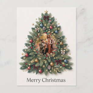 Postal "Feliz Navidad" Diseño de Foto de Árbol de Navidad