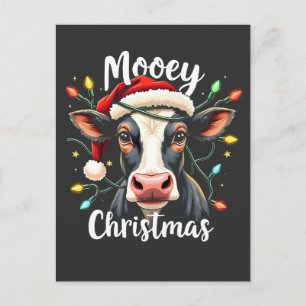 Postal Feliz Navidad Divertida Vaca Amantes De Ganado 