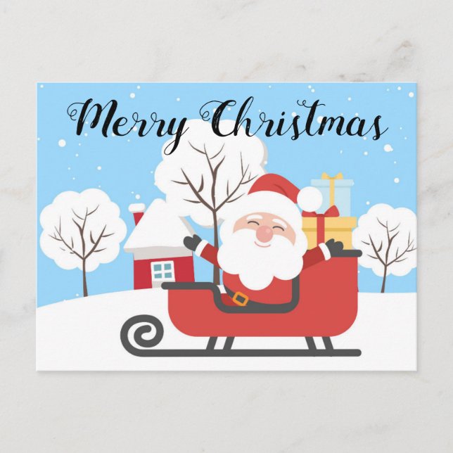 Postal Feliz Navidad, divertida y linda fiesta santa (Anverso)