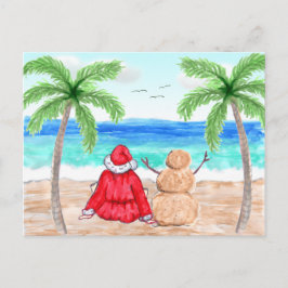 Postal Feliz Navidad, divertidos pájaros de nieve, Santa