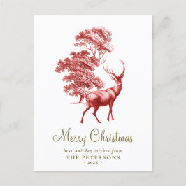 Postal Feliz Navidad Elegante venado rojo