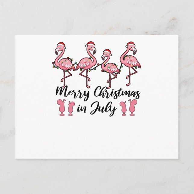 Postal Feliz Navidad En Julio Navidades De Flamingo En Ve (Anverso)