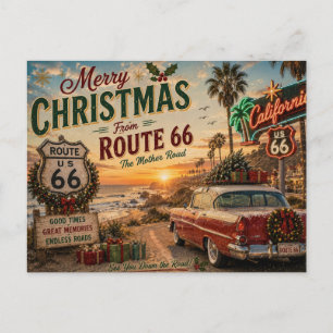 Postal Feliz Navidad en la Ruta 66 de California