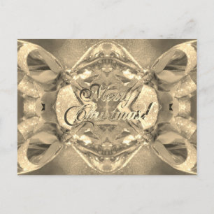 Postal Feliz Navidad Faux Gold Script Elegante Sepia