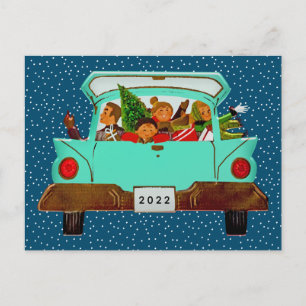 Postal FELIZ NAVIDAD   Felices vacaciones Vintage Car