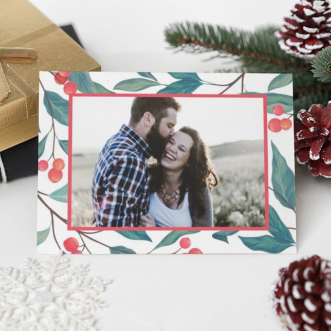 Postal FELIZ NAVIDAD | Felices vacaciones Watercolor Holl (Subido por el creador)