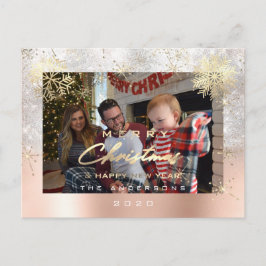 Postal Feliz Navidad Feliz año feliz oro Purpurina gris f