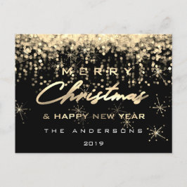 Postal Feliz Navidad Feliz Año Nuevo Black Gold Lights
