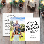 Postal Feliz Navidad Feliz Año Nuevo Estampado Foto de la<br><div class="desc">Difunde alegría por las vacaciones con esta postal que incluye un sello de Feliz Navidad y tu foto de personalizado. El reverso muestra los saludos, nombres y notas de su personalizado (o borrar para dejar espacio para una nota manuscrita). Añade también la dirección de retorno al reverso. Festividad y modernidad...</div>