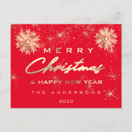 Postal Feliz Navidad Feliz Año Nuevo Nieve dorada Nieve r