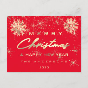 Postal Feliz Navidad Feliz Año Nuevo Nieve dorada Nieve r