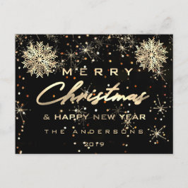 Postal Feliz Navidad Feliz Año Nuevo Nieve Dorada Sensaci