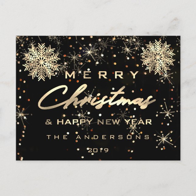 Postal Feliz Navidad Feliz Año Nuevo Nieve Dorada Sensaci (Anverso)