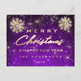 Postal Feliz Navidad Feliz Año Nuevo Nieve Dorado Sky Pur