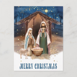 Postal Feliz Navidad. Festividad de pintura de la escena 