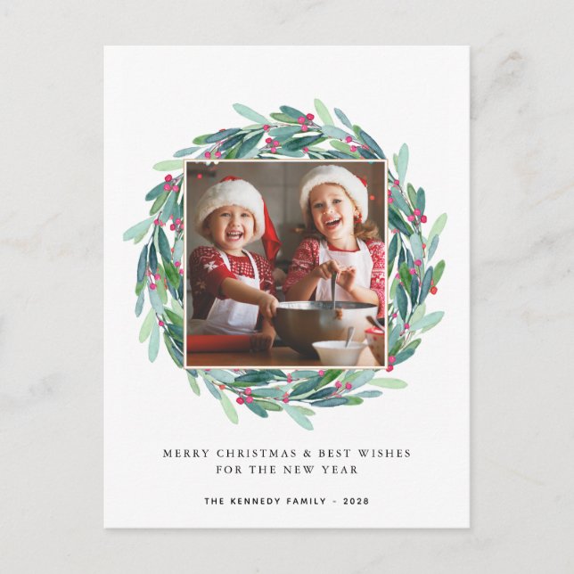 Postal Feliz Navidad Festividad Moderna de Fotos (Anverso)