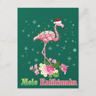 Postal Feliz Navidad Flamingo Santa Navidad Alegre