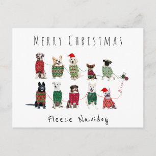 Postal Feliz navidad Fleece Navidog perros jersey tejido
