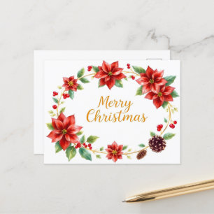 Postal Feliz Navidad Floral Wreath