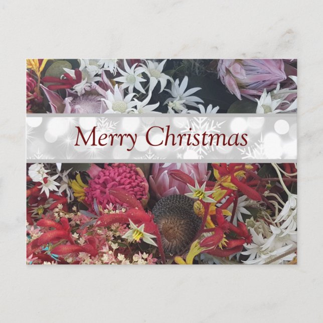 Postal Feliz Navidad Flores nativas australianas (Anverso)