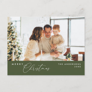 Postal Feliz Navidad Foto de Familia, Verde Oscuro