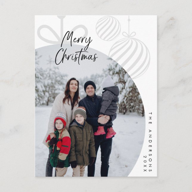 Postal Feliz Navidad, foto familiar, saludo de feriado (Anverso)